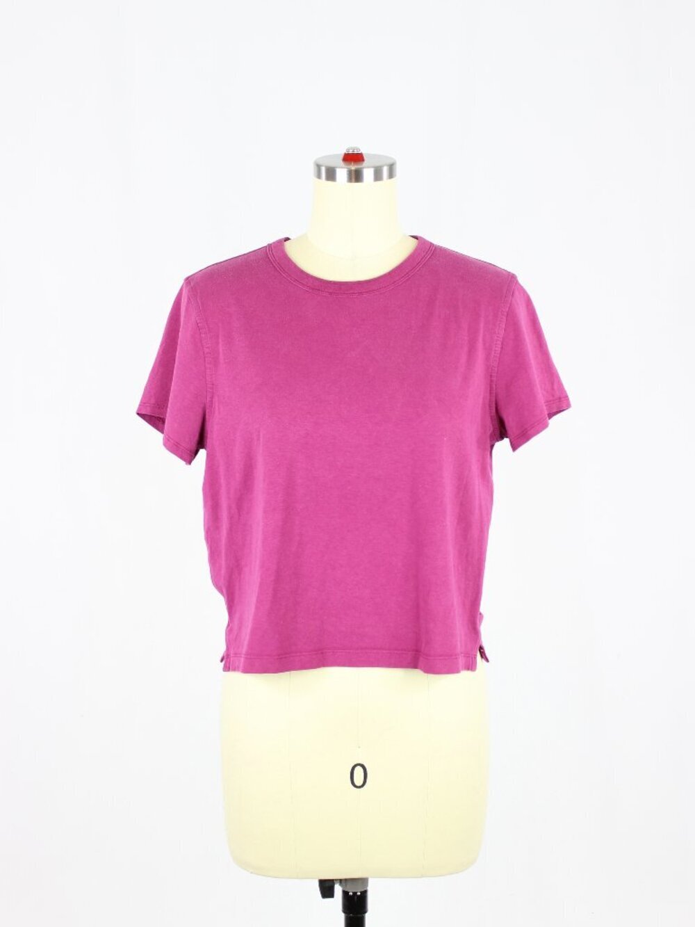 LULULEMON Magenta Cotton Linen Classic Fit Crew Neck Cropped T-Shirt, Size XS